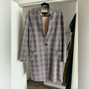 Plaid Gray Faux Suede Coat